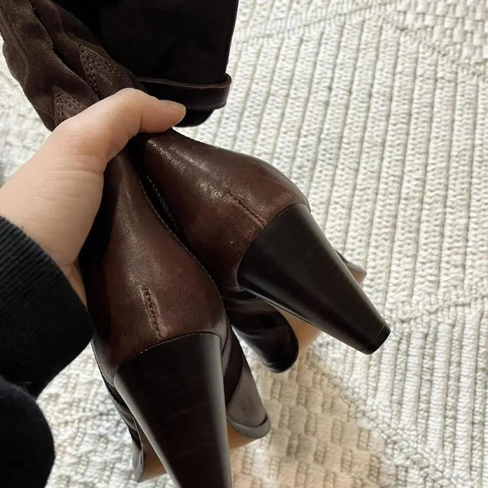 Free People Feather Heel Leather & Suede Boots